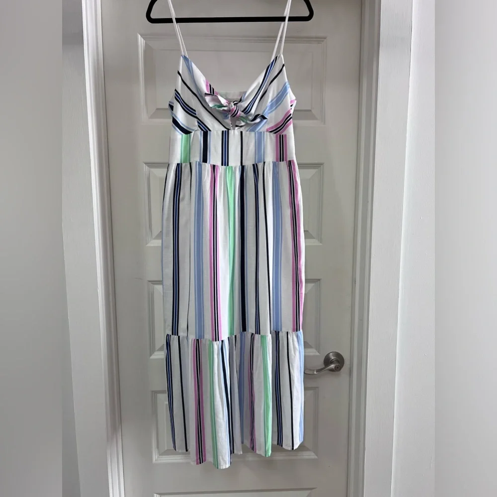NWOT LOFT Never worn Striped Tie Front Strappy Midi Dress Size 6 - Picture 2 of 3